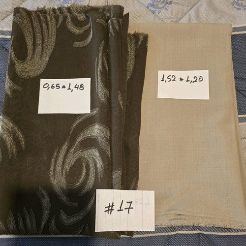 Sewing fabrics like new, 2 pieces beige and patterned combination