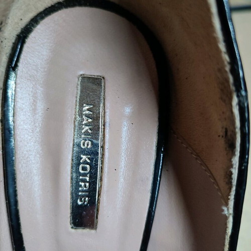 Makis Kotris peep tow pumps used, nude, size 39