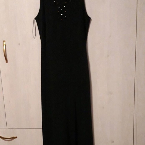 Black long asymmetrical sleeveless dress like new Miss Simbolo