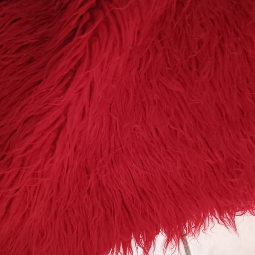 Flokati rug like new, burgundy red, 185x250 cm