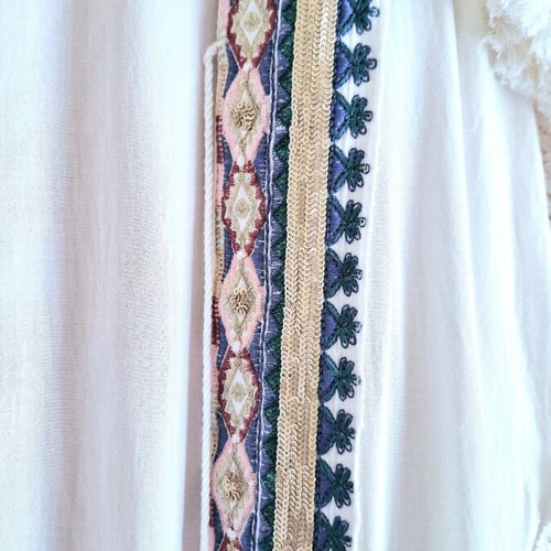 Achilleas Caftani like new, cotton with sequins and fringes