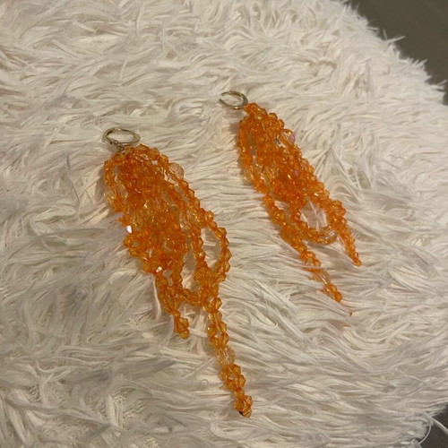 Beaded earrings like new with gold hoops
