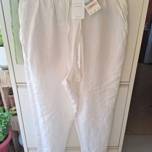 Linen pants new, white, size M, Oysho