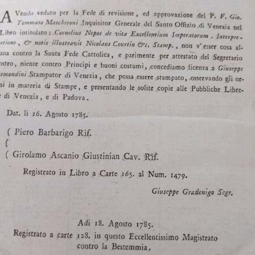 Antique book from 1785 used, written in Latin