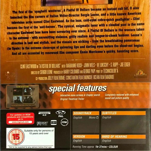 A Fistful of Dollars DVD action movie with Clint Eastwood, English subtitles