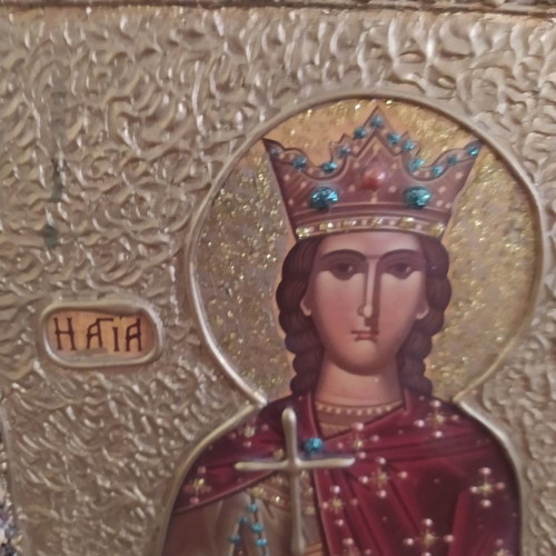 Saint Barbara icon handmade used, large