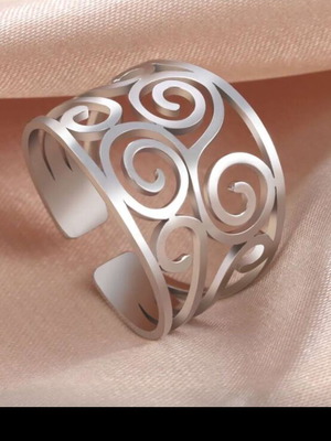 Adjustable stainless steel silver ring new