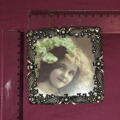 Square metal photo frame retro with strass, new