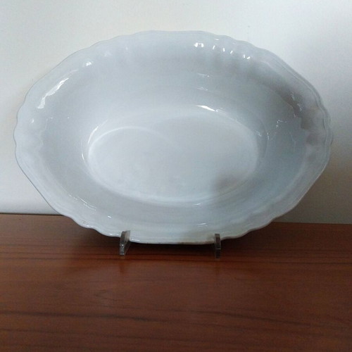 Deep ceramic oval serving platter KERAMIKOS like new, white, vintage 50s