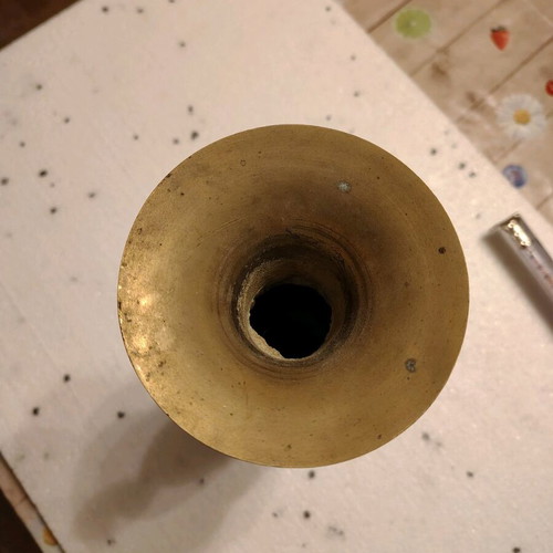 Antique Engraved Brass Vase Restored