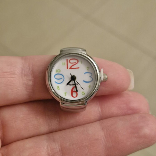Steel ring watch with quartz mechanism, elastic bracelet