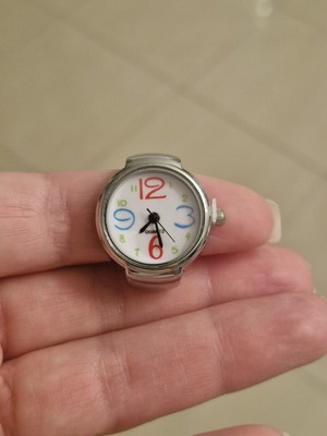 Steel ring watch with quartz mechanism, elastic bracelet