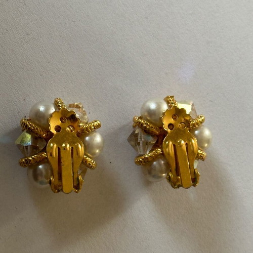 Gold-plated earrings used, antique, women's with clasp