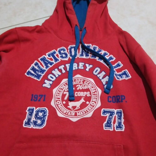 Children's hoodie used, size S, blue and red
