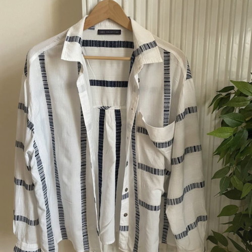 Marks & Spencer women's shirt white with blue stripes size XL