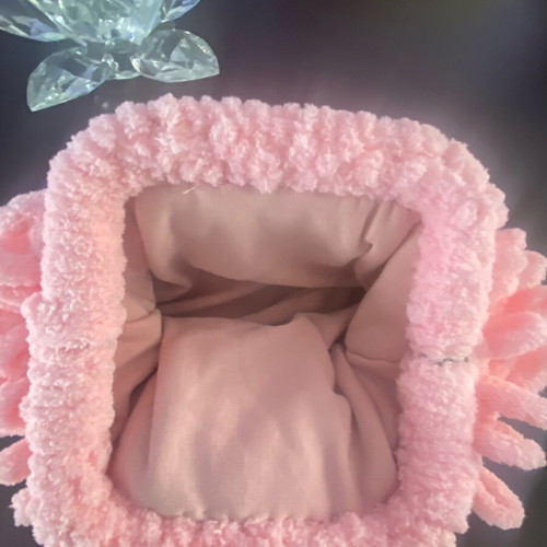 Handmade puffy bag like new, pink handbag