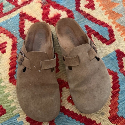 Eden leather suede clogs used, taupe Birkenstock style, size 39