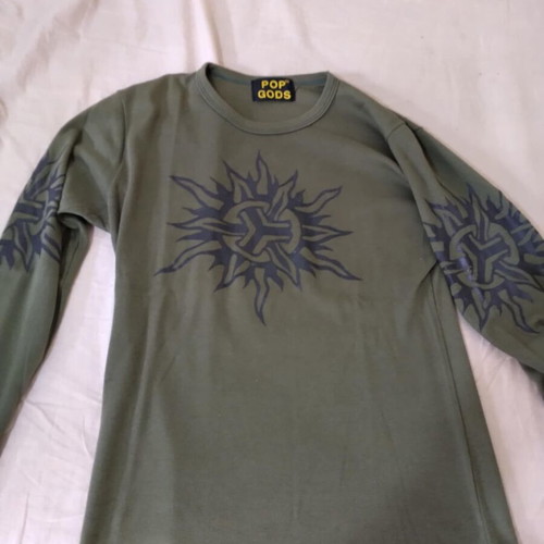 Pop Gods Long Sleeve Shirt used, elastic, tribal design, size M
