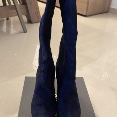 Feng Shoe suede boots new, dark blue, size 37.5