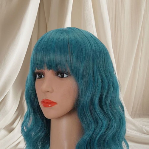 Dark Blue Wavy Wig new made of high-quality synthetic fibers