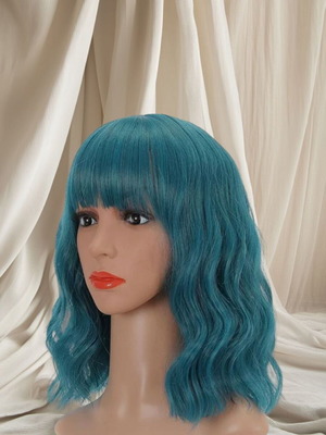 Dark Blue Wavy Wig new made of high-quality synthetic fibers