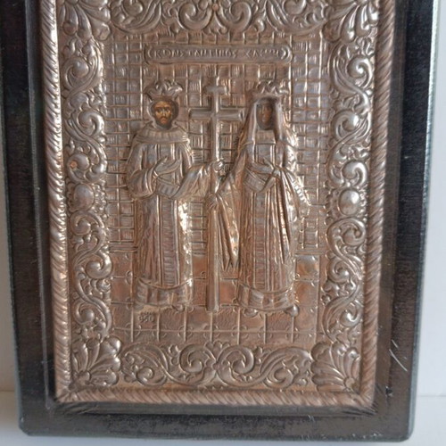 Silver Icon 950 used, Saints Constantine and Helen 15x12 cm