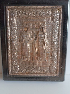 Silver Icon 950 used, Saints Constantine and Helen 15x12 cm