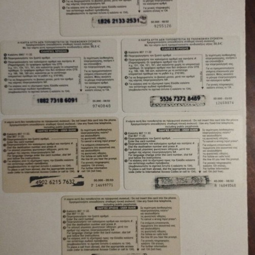 Ote phone cards used, pack of 6 from 2002-3