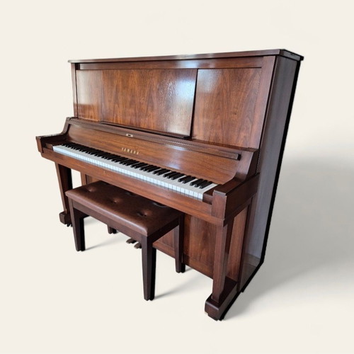 Yamaha W102 Upright Piano used, premium Japanese walnut finish with ottoman stool