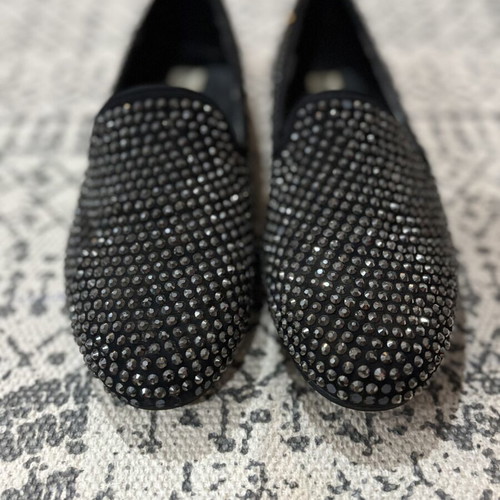 Steve Madden Caviarr Black Rhinestone Loafers, size 37