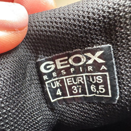 Geox women's sneakers like new, black leather with studs and patent, size 37