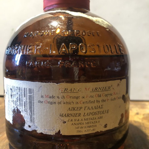 Grand Marnier collectible bottle with cork and drink, 1970s-1980s, used