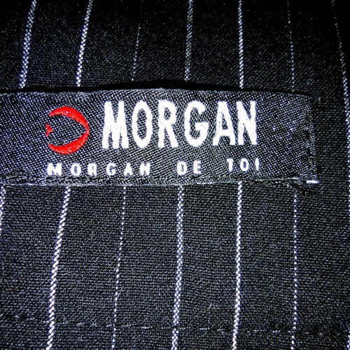 Morgan de Toi pinstripe midi skirt with velvet bow, like new