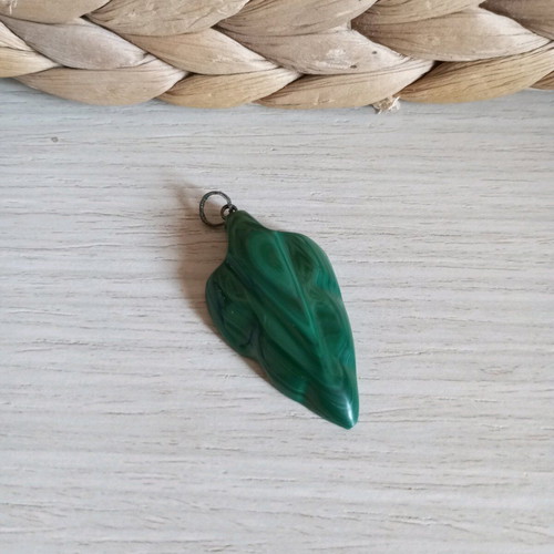 Malachite pendant No3 new with bronze clip