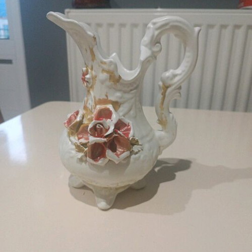 Vintage white pitcher with flower like new