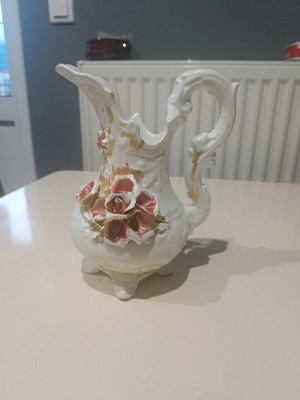 Vintage white pitcher with flower like new