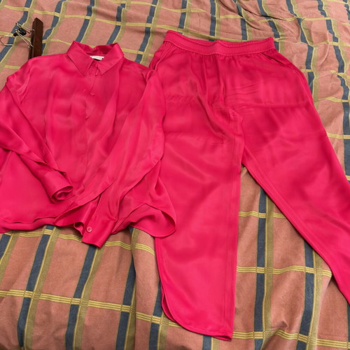 Satin set Zara like new, pink, trousers medium, shirt small