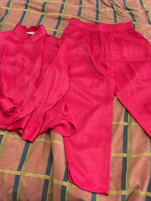 Satin set Zara like new, pink, trousers medium, shirt small