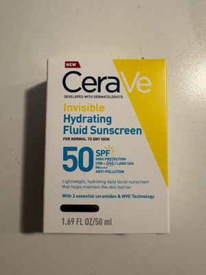 CeraVe Invisible Hydrating Sunscreen Αντηλιακό Προσώπου για Κανονική έως Ξηρή Επιδερμίδα SPF50 καινούργιο