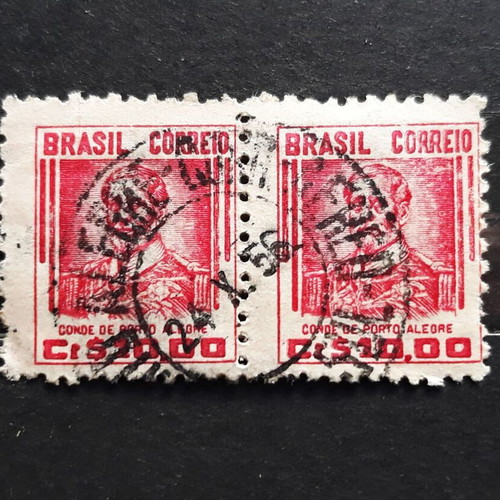 Brazil 1947 10 cr stamps Conde de Porto Alegre pair like new