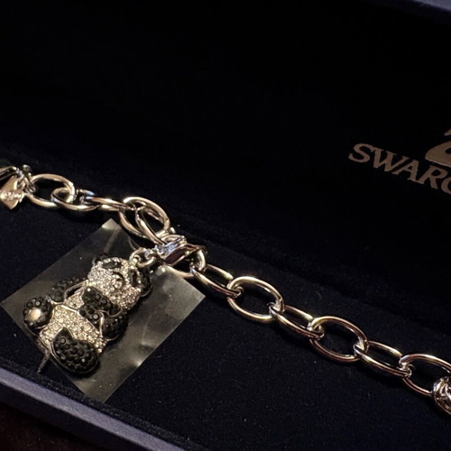 Swarovski bracelet with panda and eucalyptus leaf, new