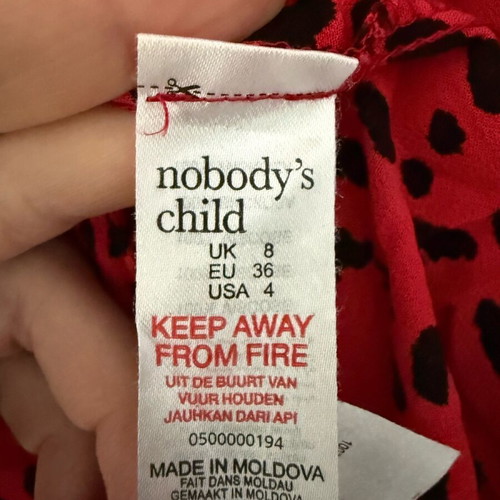 Nobody’s Child red leopard slip dress like new, adjustable straps