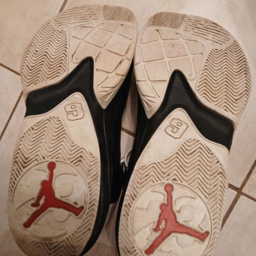 Air Jordan athletic shoes size 45 used for basketball and gym