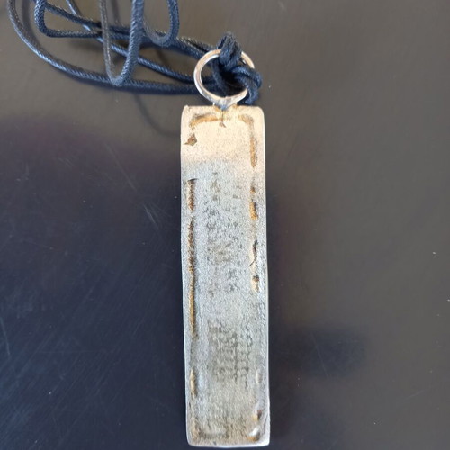 Long handmade silver necklace with painting like new