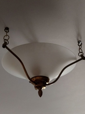 Bronze ceiling light with opaline glass like new