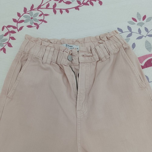 Stradivarius high-waisted pants with elastic mom fit, soft pink, like new