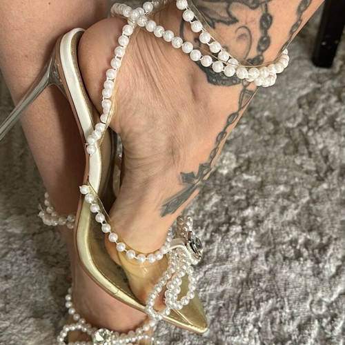 Pearl-embellished pumps new, size 39-39.5, white and beige