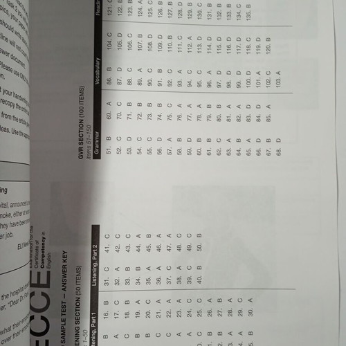 ECCE 2009 Sample Test with Answers Michigan new