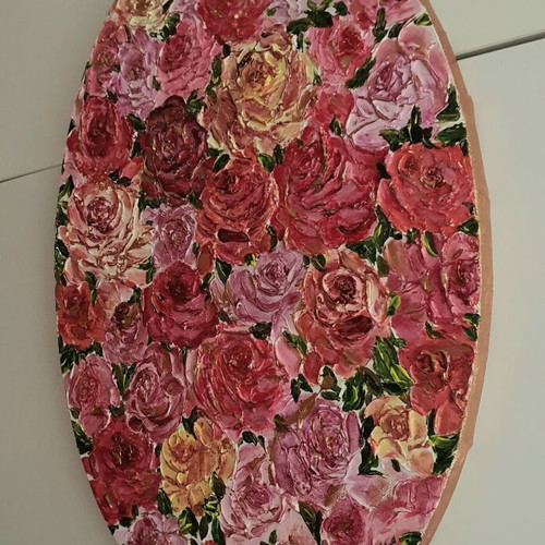 Painting with roses new, sculptural technique 50×30