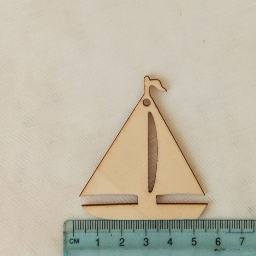 Wooden sailboat charms set of 10 for crafts and good luck